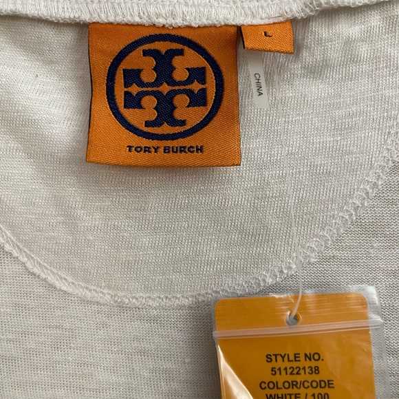 Tory Burch linen tee with bronze sparkling appliqué. L/XL - Picture 4 of 7